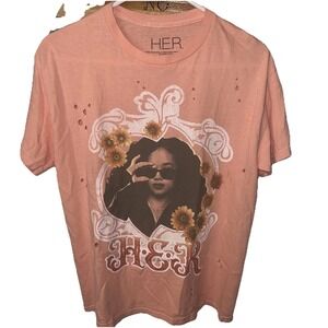 H.E.R. T-Shirt Sz Med Peach R&B Music Casual‎ Tour Shirt. New without tag